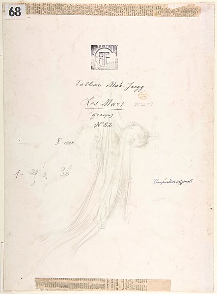 Costume design for "Les Murs", Erté (Romain de Tirtoff) (French (born Russia), St. Petersburg 1892–1990 Paris), Gouache and metallic paint