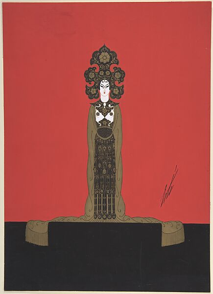 Costume design for "Le Printemps", Erté (Romain de Tirtoff) (French (born Russia), St. Petersburg 1892–1990 Paris), Gouache and metallic paint 