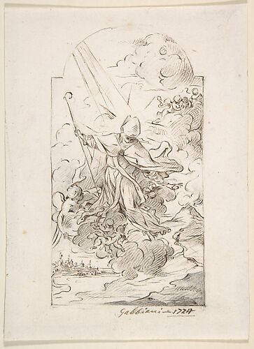 Saint Januarius Saving Naples from an Eruption of Mt. Vesuvius. Verso: Small sketch of similar scene