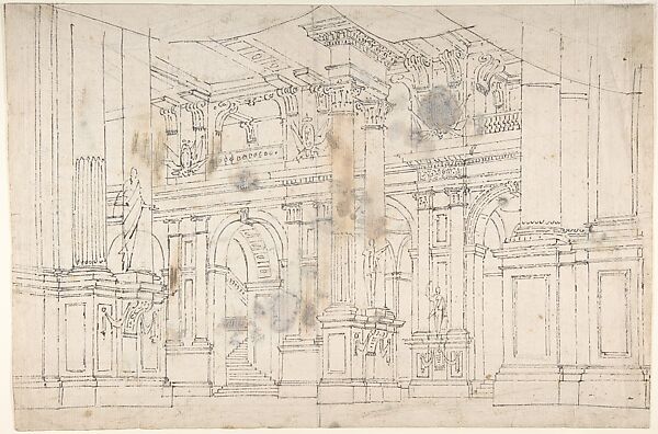 Outline Drawing: Stage Set Design for a Performance of 