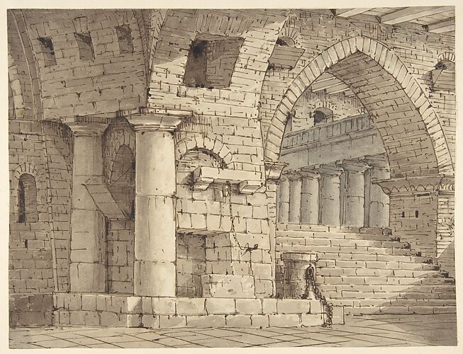 Design for a Stage Set Showing the Interior of a Fortress or Dungeon
