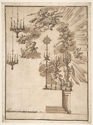 Design for an Altar for Easter Week Celebrations Decorated with Putti and Chandeliers