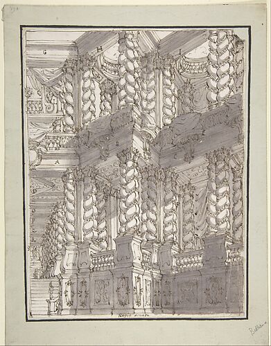 Design for Stage Set with Double Storey of Torqued Columns and Balustrades