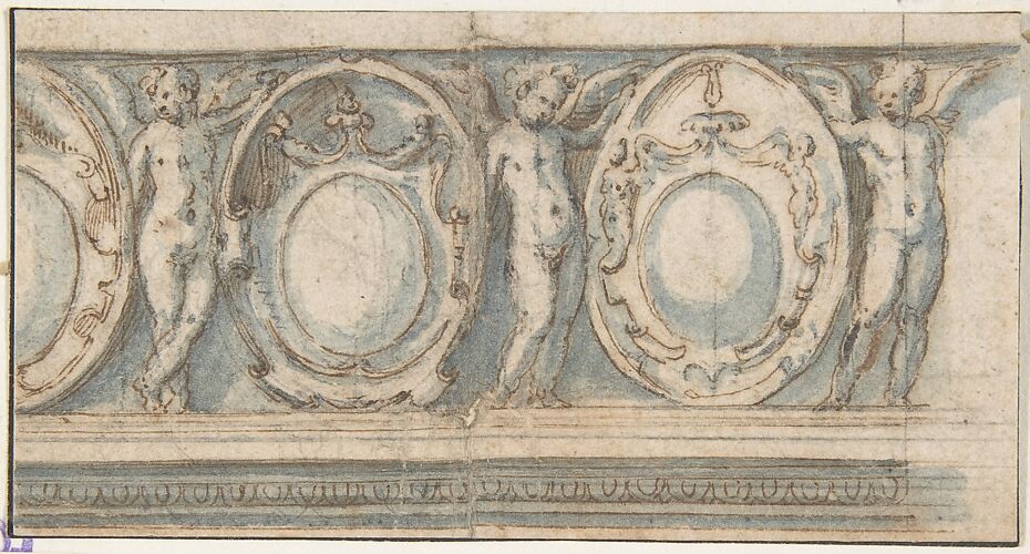 Design for a Decorated Frieze with Alternation of Cartouches and Winged Putti