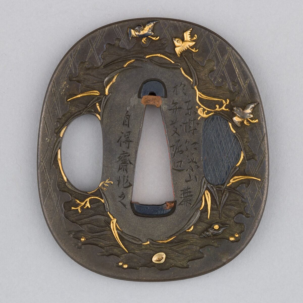 Sword Guard (Tsuba), Copper-silver alloy (shibuichi), gold, copper-gold alloy (shakudō), copper, Japanese