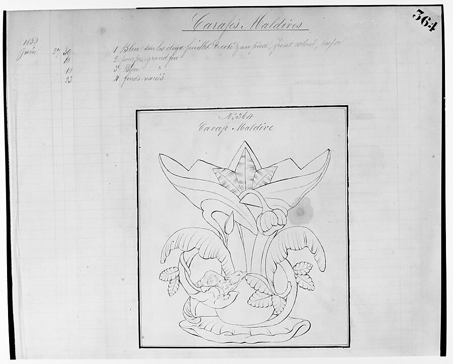 Design for a Tea Pot Removed from the Factory Record Book, Haviland &amp; Co. (American and French, 1864–1931), Pen and ink and graphite
