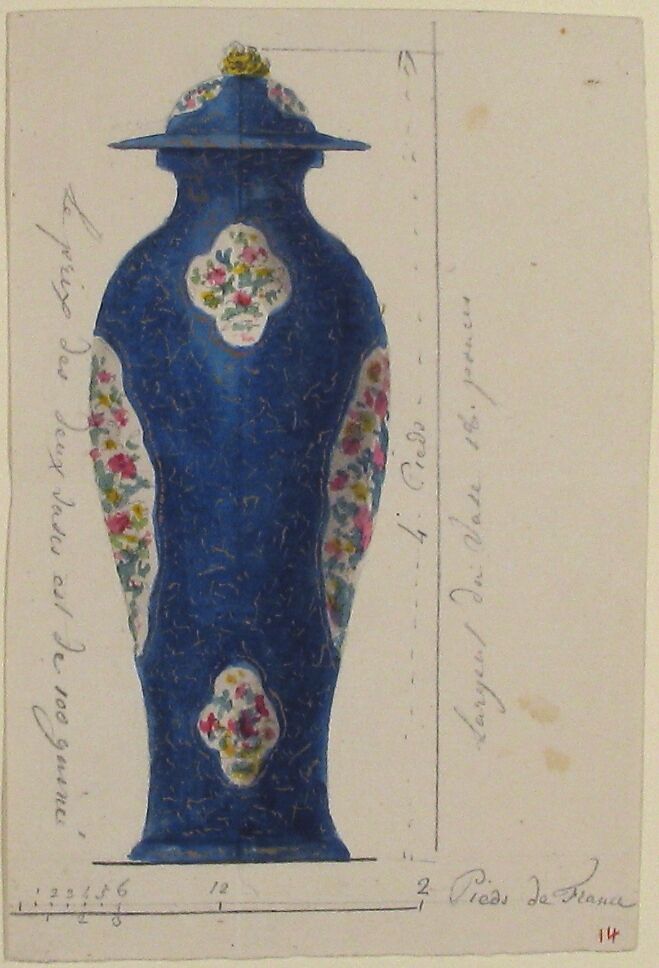 Design for a Vase, Anonymous, French, 18th century, Watercolor, and graphite