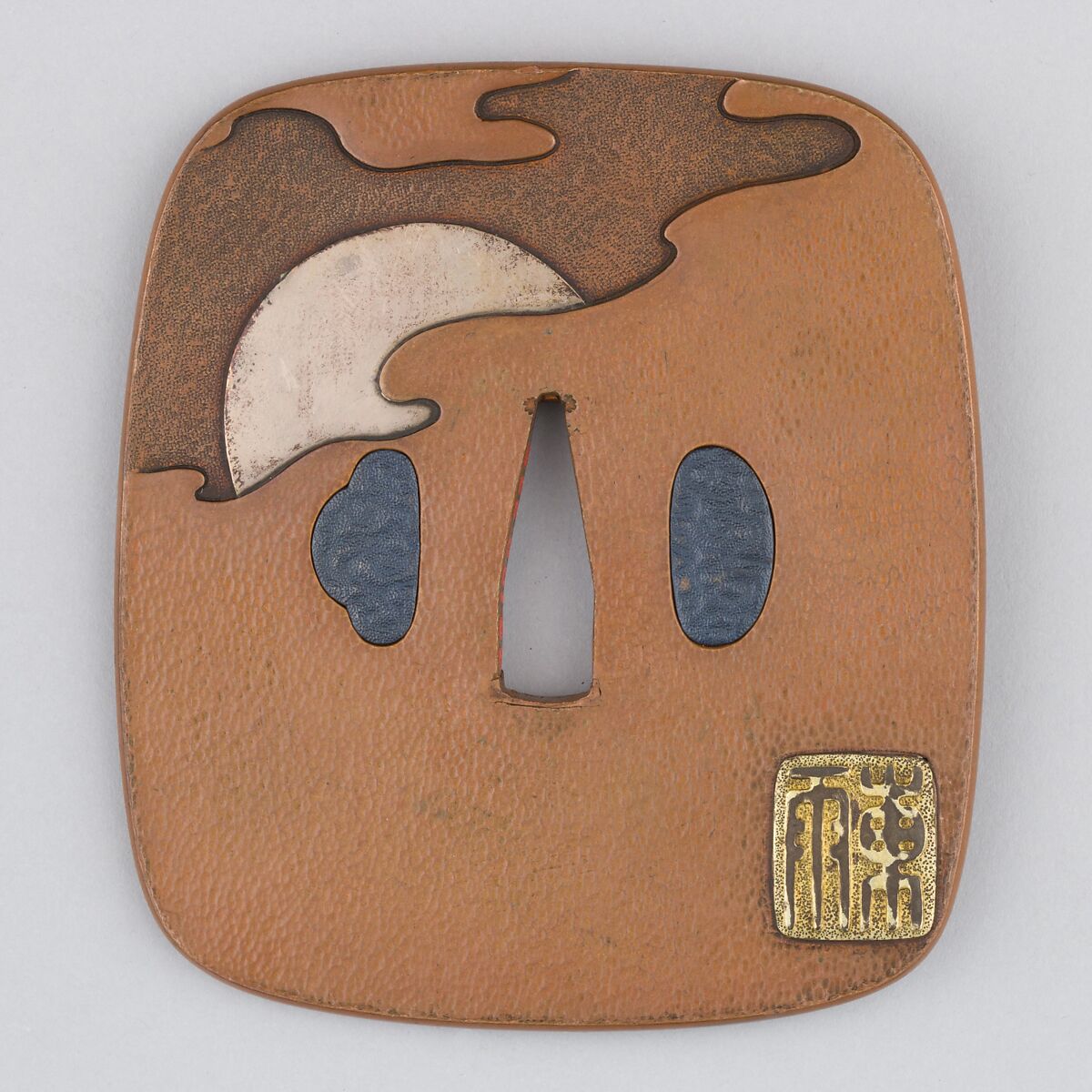 Sword Guard (Tsuba), Copper, silver, copper-gold alloy (shakudō), Japanese