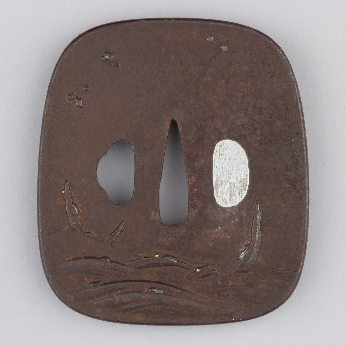 Sword Guard (Tsuba), Iron, copper, silver, Japanese