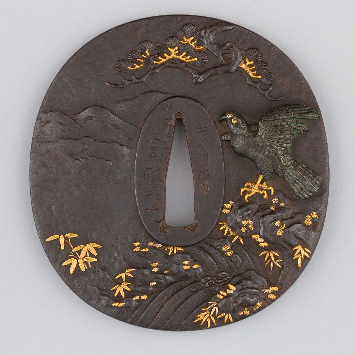 Sword Guard (Tsuba), Iron, silver, gold, copper, Japanese 