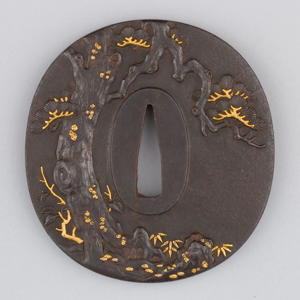 Sword Guard (Tsuba), Iron, silver, gold, copper, Japanese