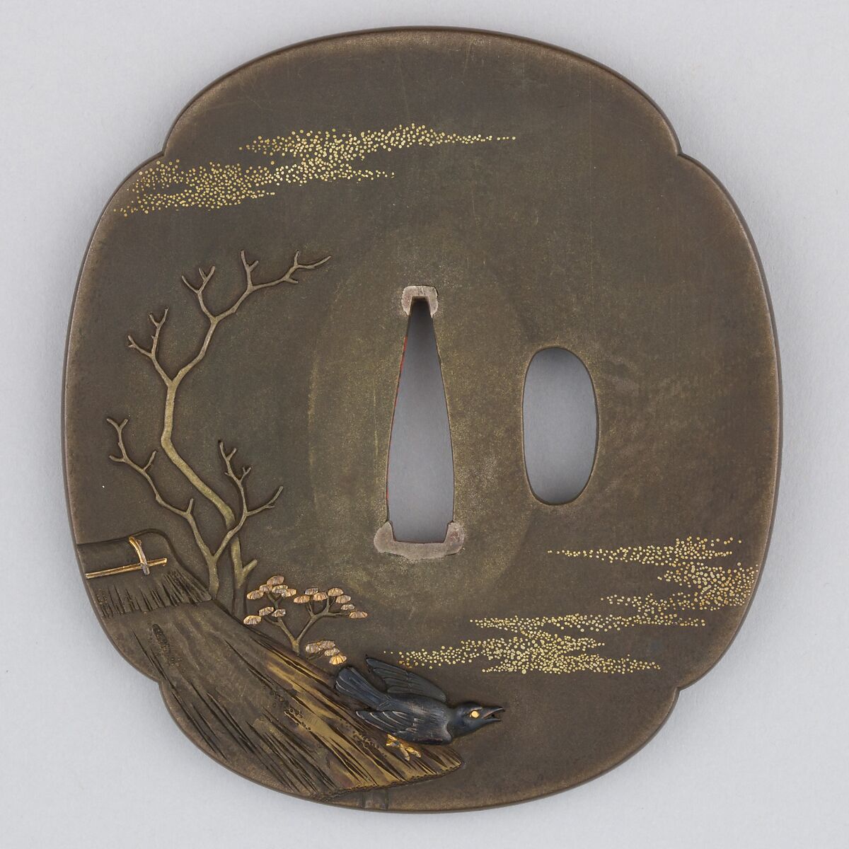 Sword Guard (Tsuba), Copper-silver alloy (shibuichi), copper-gold alloy (shakudō), gold, copper, Japanese