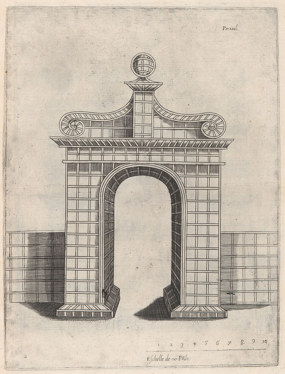 [Vraye Representations Des Portals, Palissades et Pavillions...], Isaac Leschevin (French, active Germany and the Netherlands, ca. 1630–50), Etching 