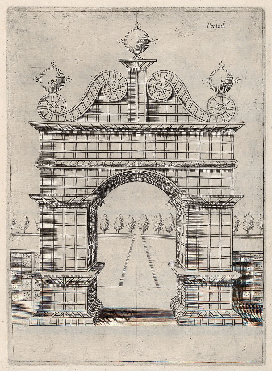 [Vraye Representations Des Portals, Palissades et Pavillions...], Isaac Leschevin (French, active Germany and the Netherlands, ca. 1630–50), Etching