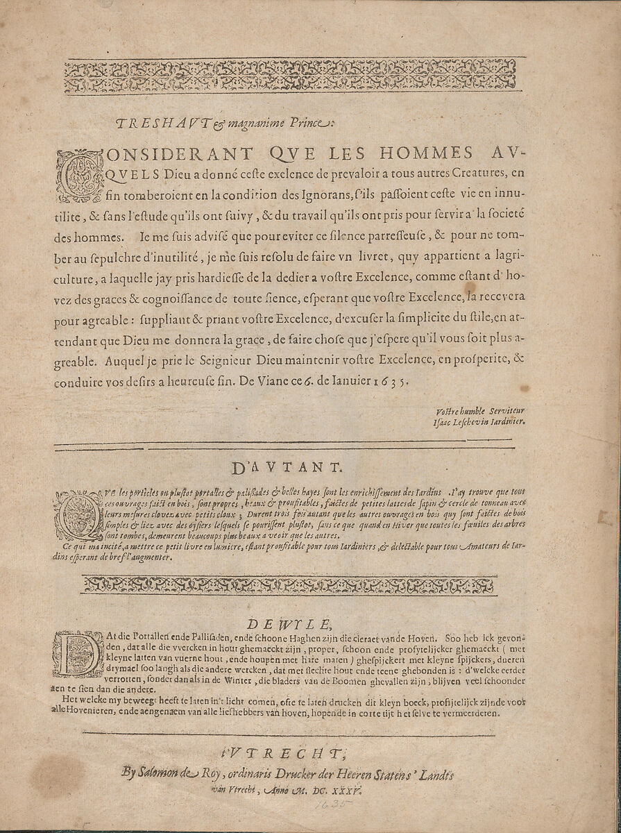 [Vraye Representations Des Portals, Palissades et Pavillions...], Isaac Leschevin (French, active Germany and the Netherlands, ca. 1630–50), Etching