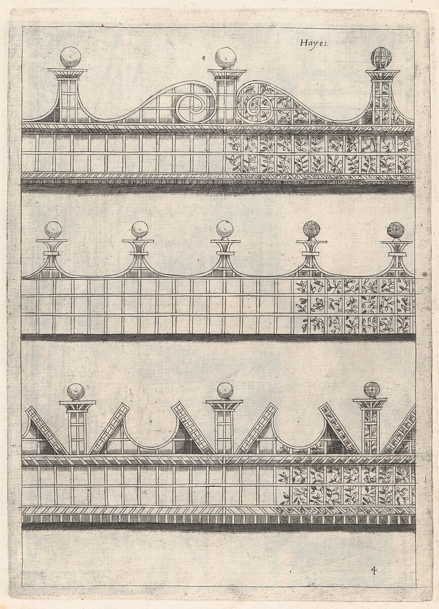 [Vraye Representations Des Portals, Palissades et Pavillions...], Isaac Leschevin (French, active Germany and the Netherlands, ca. 1630–50), Etching