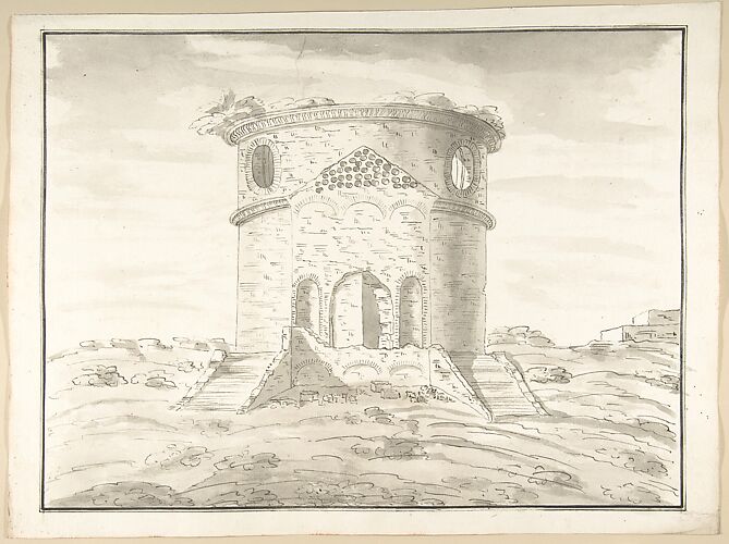 Perspective of a Rendering Round Temple in Ruins (probably Tempio della Speranza)