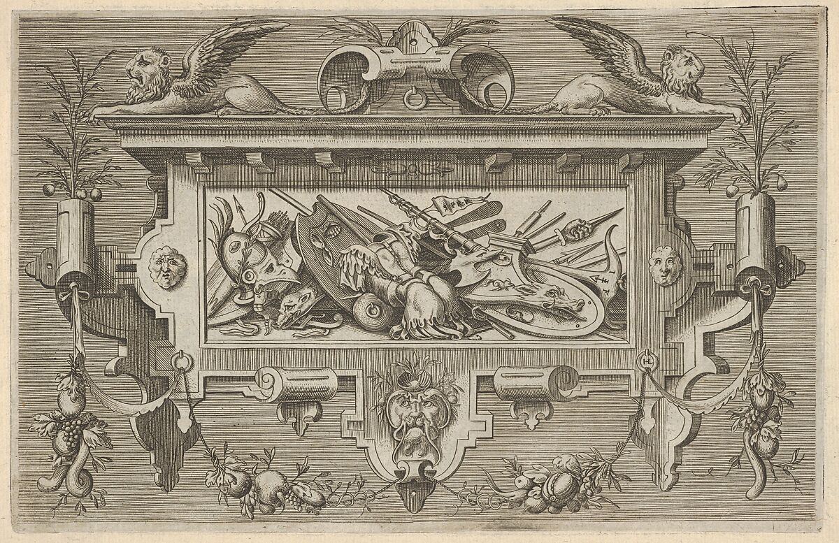 Veelderhande cierlijcke Compartementen profitelijck voor Schilders goutsmeden beeltsnijders ende ander constenaren., Jacob Floris the Elder (Flemish, 1524–1581), Engraving 