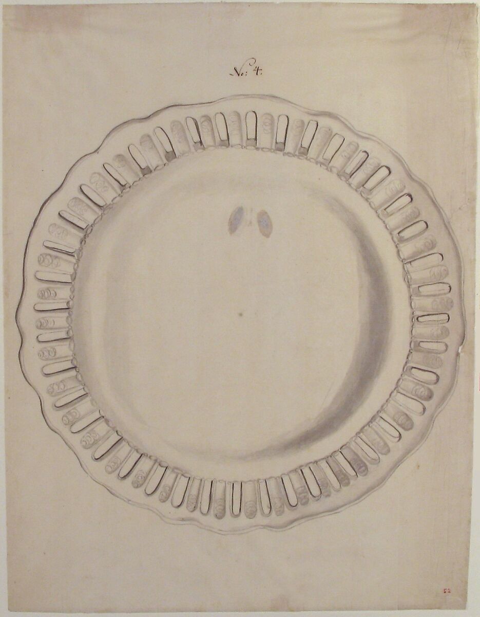 Design for a Plate, Anonymous, French, 18th century, Pen and gray and brown ink, brush and gray wash