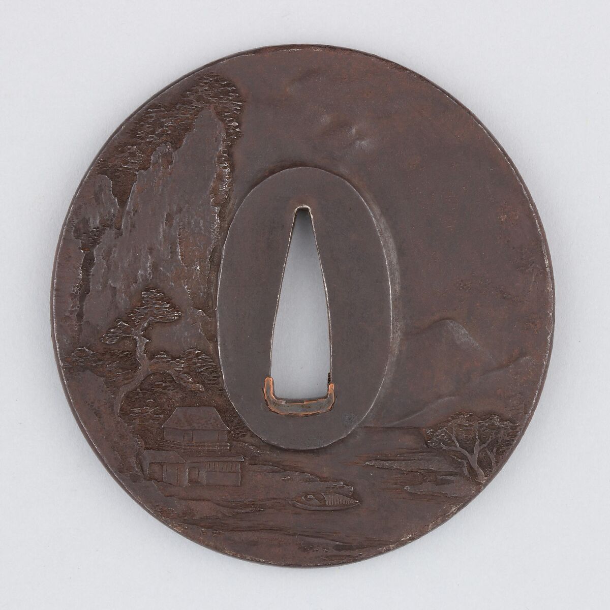 Sword Guard (Tsuba), Iron, gold, copper, Japanese