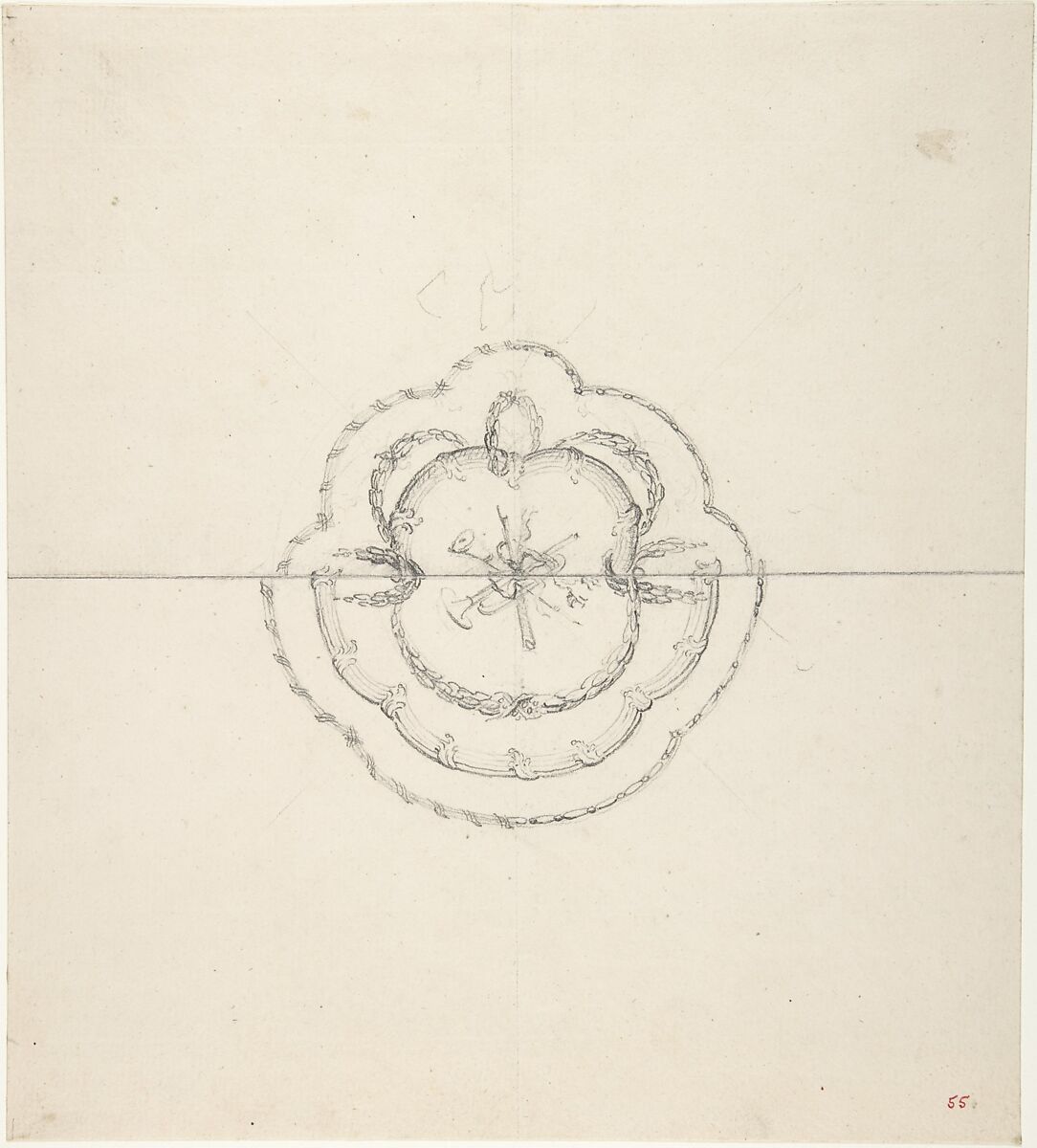 Design for a Plate, Anonymous, French, 18th century, Black chalk 
