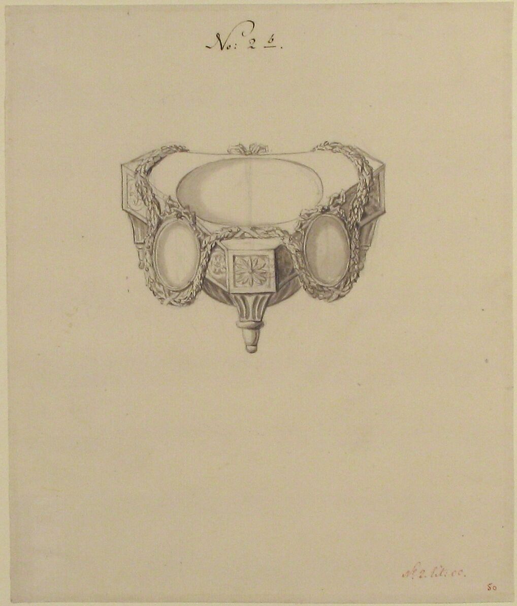 Design for a Salt Celler, Anonymous, French, 18th century, Pen and gray and rose and brown ink, brush and gray wash