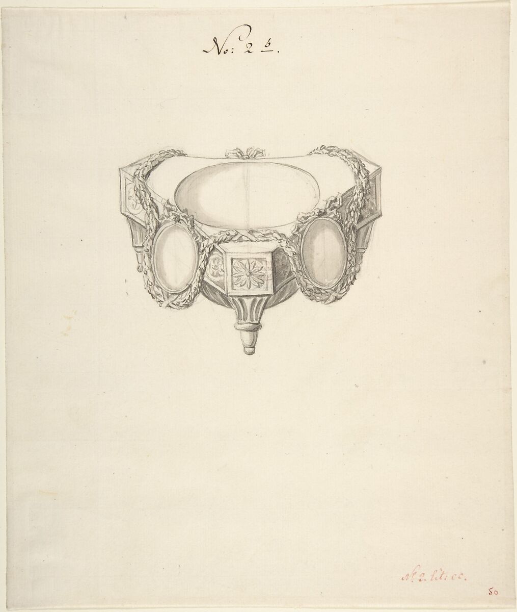 Design for a Salt Celler, Anonymous, French, 18th century, Pen and gray and rose and brown ink, brush and gray wash 