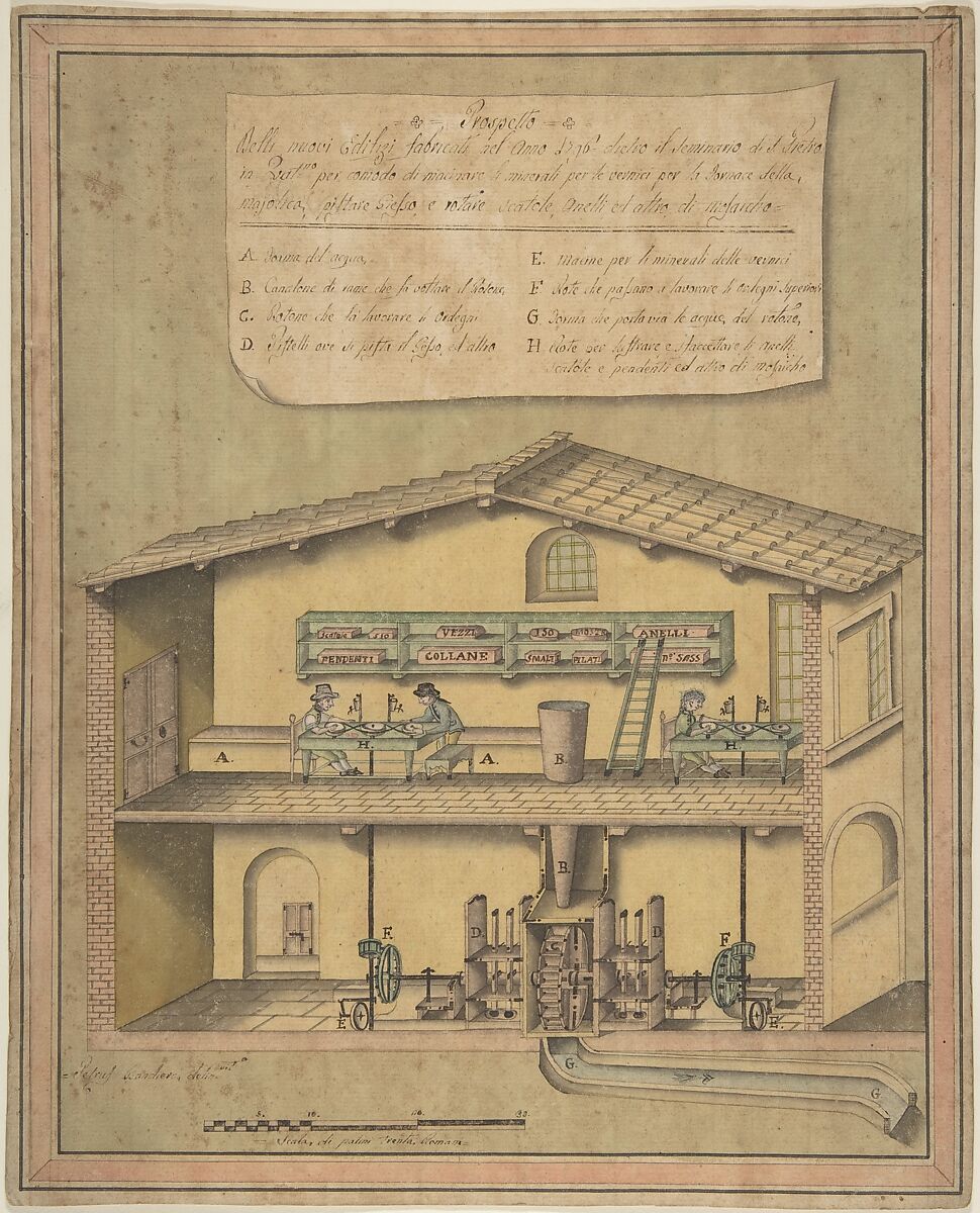 Project for the New Buildings Erected in the Year 1796 behind the Cemetries of St. Peter, Pietro Bandiera (Italian, documented 1796), Pen and brown ink with colored washes over traces of graphite 