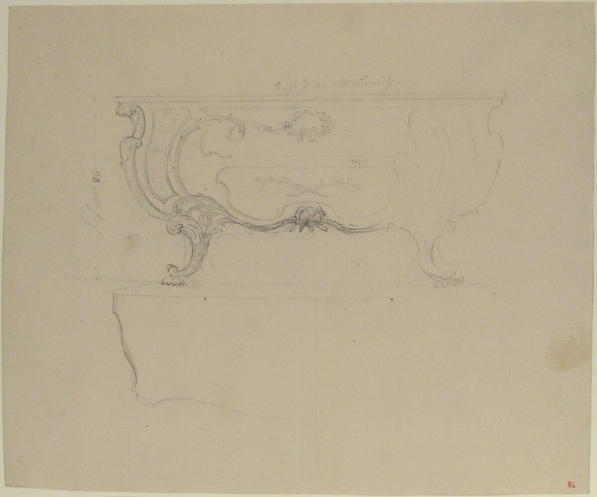 Design for a Chest, Anonymous, French, 18th century, Graphite