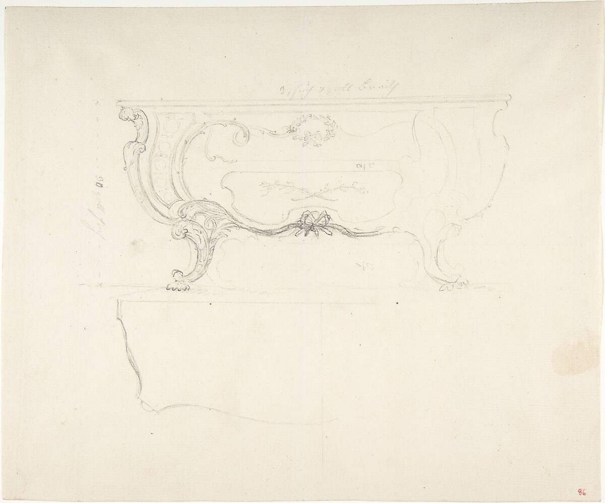 Design for a Chest, Anonymous, French, 18th century, Graphite 