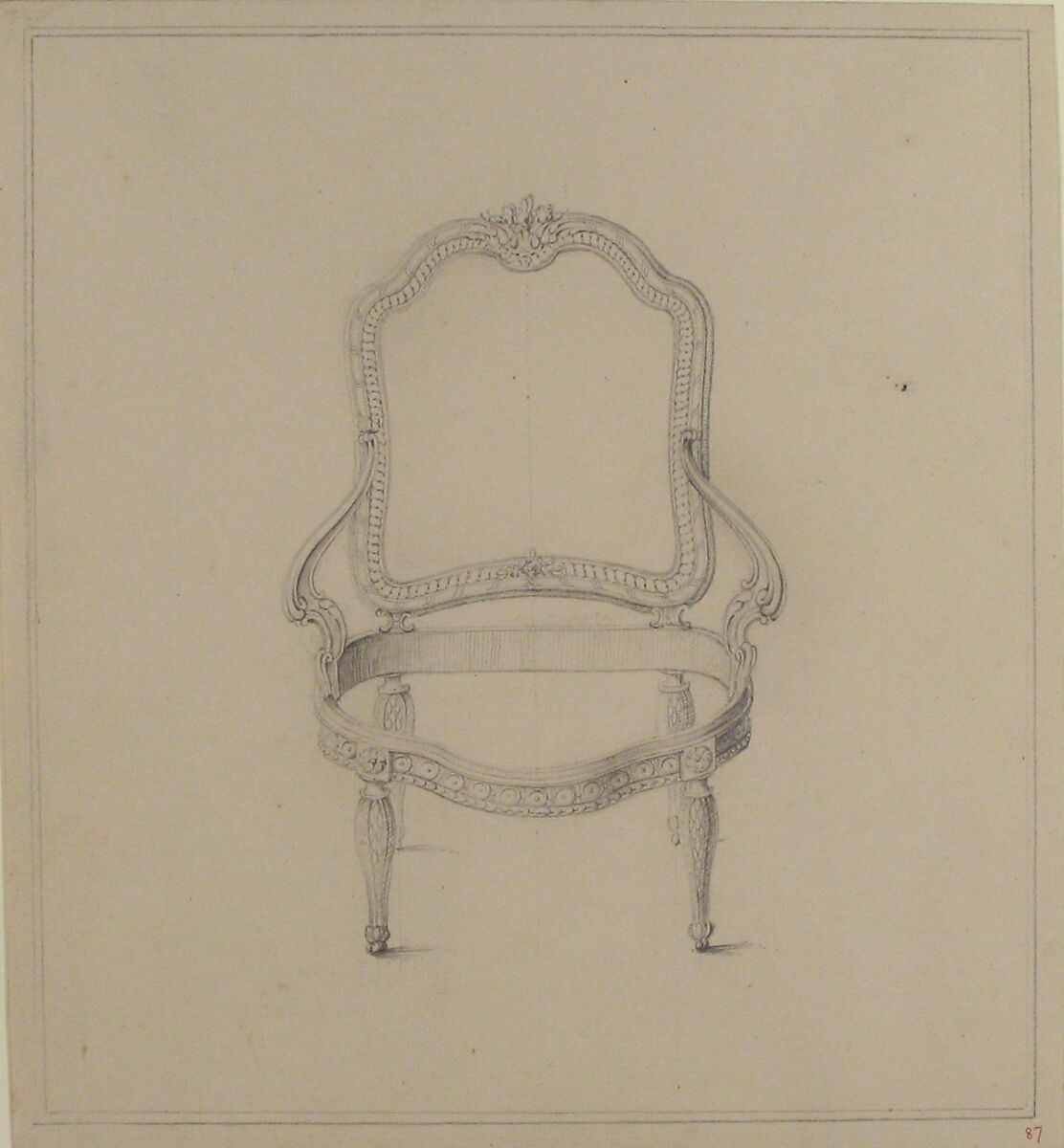 Design for a Chair, Anonymous, French, 18th century, Graphite