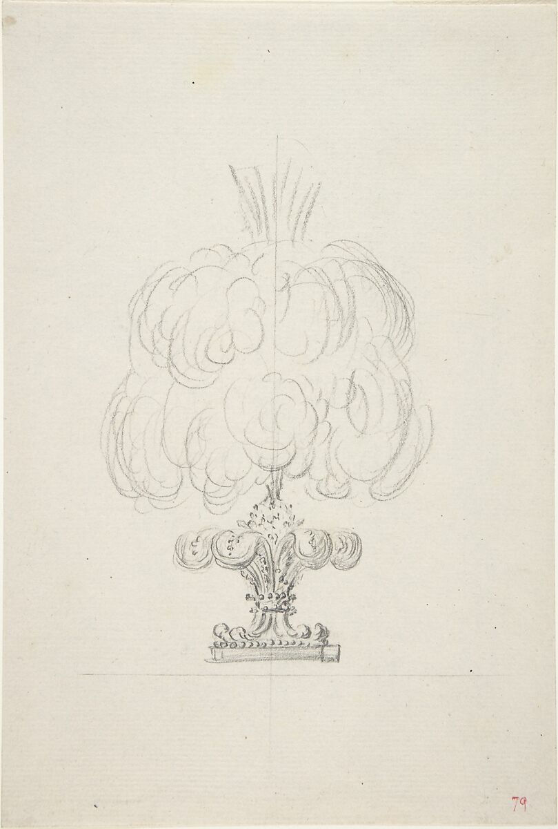 Design for a Plumed Oil Lamp, Anonymous, French, 18th century, Graphite 