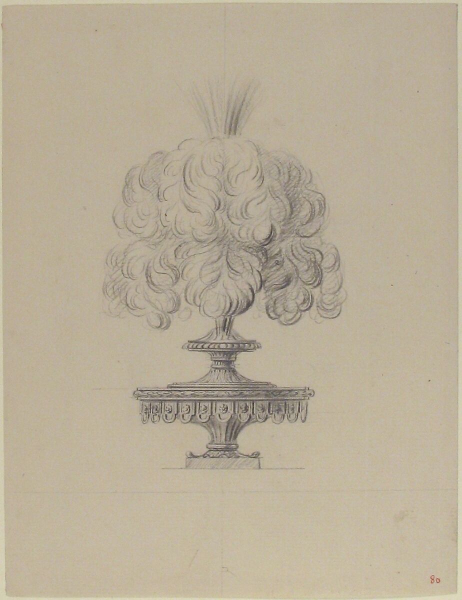 Design for a Plumed Oil Lamp, Anonymous, French, 18th century, Graphite