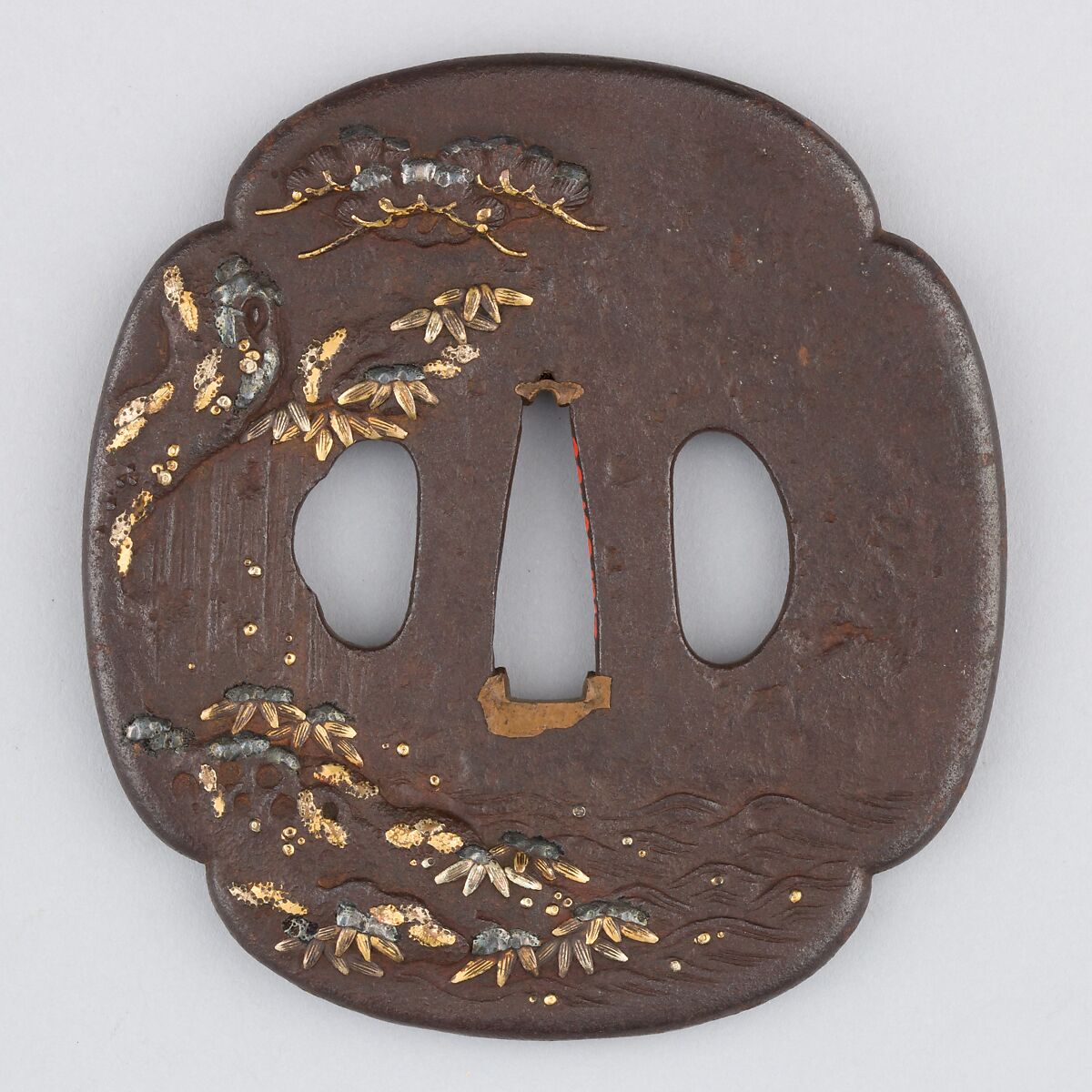 Sword Guard (Tsuba), Iron, gold, silver, copper, Japanese