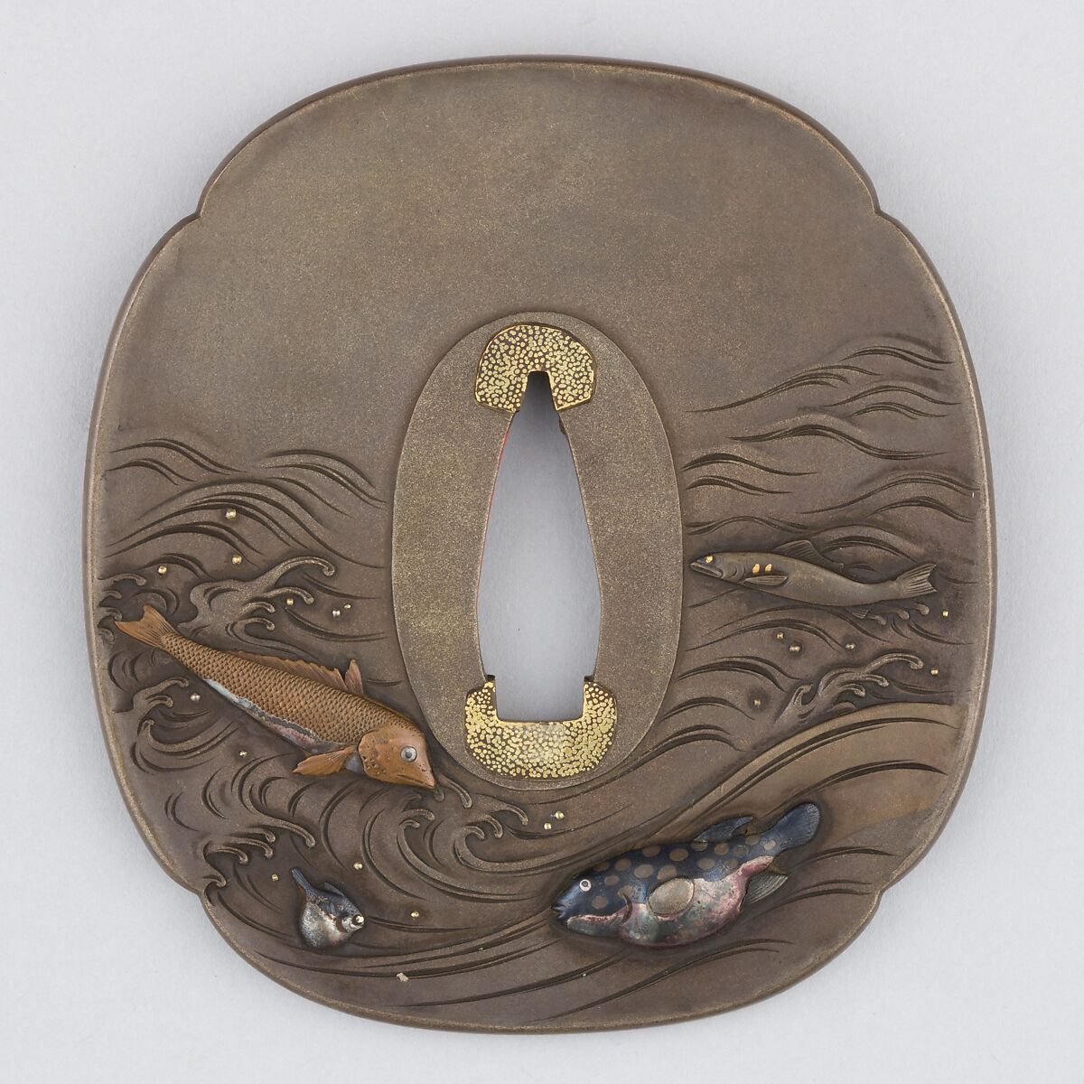 Sword Guard (Tsuba), Copper-silver alloy (shibuichi), copper, gold, copper-gold alloy (shakudō), silver, Japanese