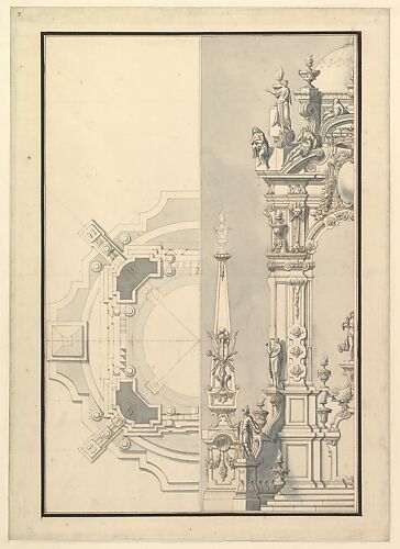 Half Elevation and Half Ground Plan for a Catafalque for an Electress Palatine