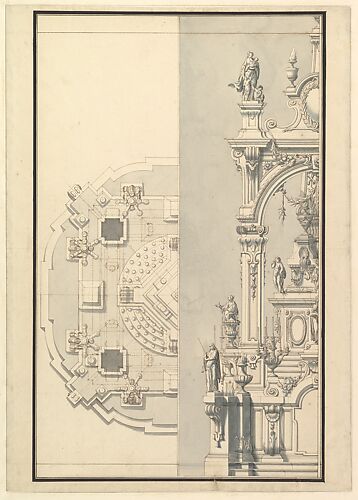 Half Plan and Half Elevation for a Catafalque for an Electress Palatine