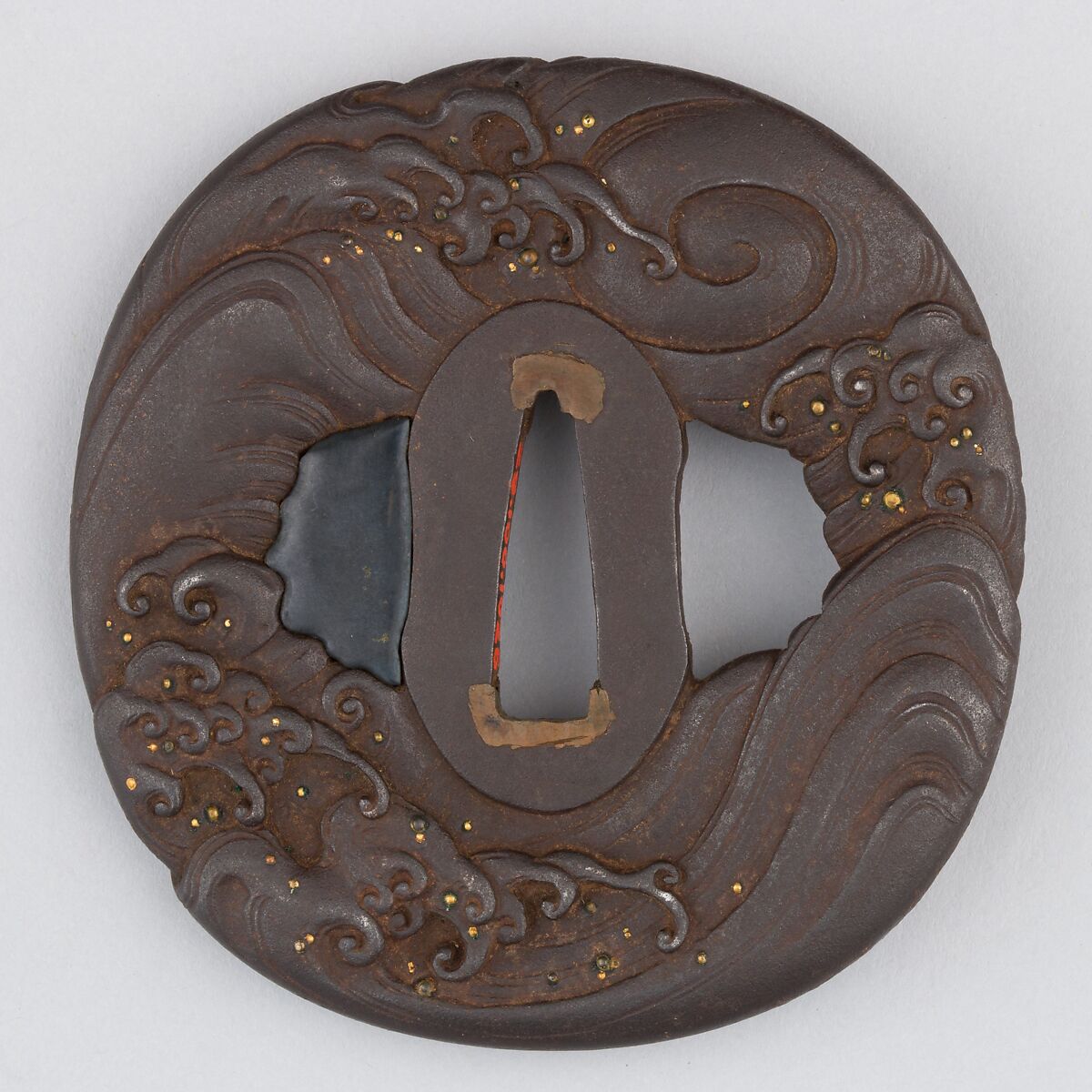 Sword Guard (Tsuba), Iron, gold, copper, Japanese