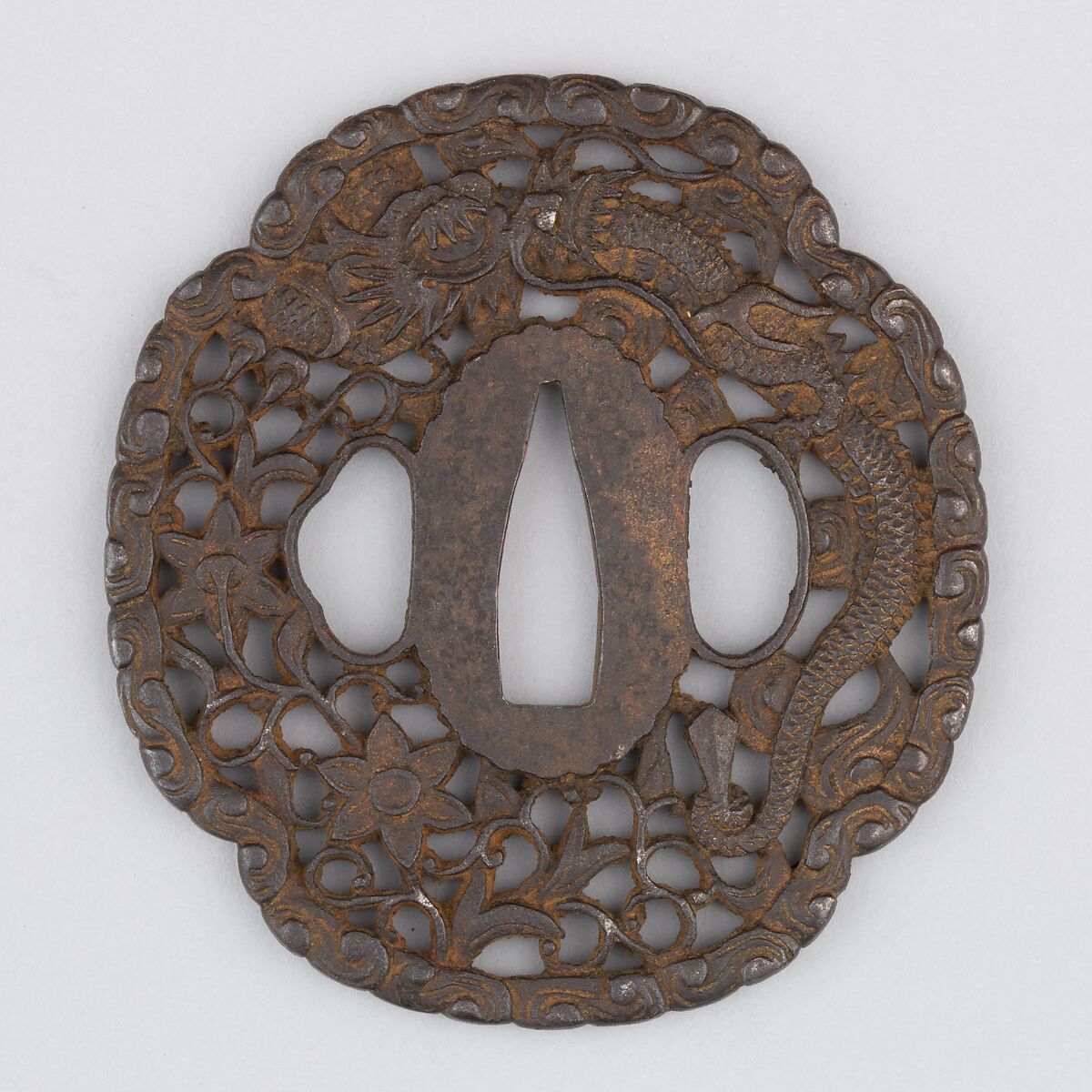 Sword Guard (Tsuba), Iron, copper, Japanese