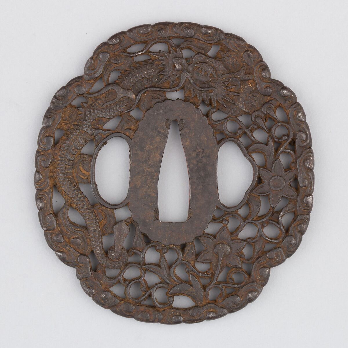 Sword Guard (Tsuba), Iron, copper, Japanese 