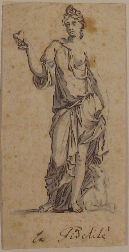 La fidelité, Anonymous, French, 17th century, Pen and brown ink, brush and gray wash, graphite.