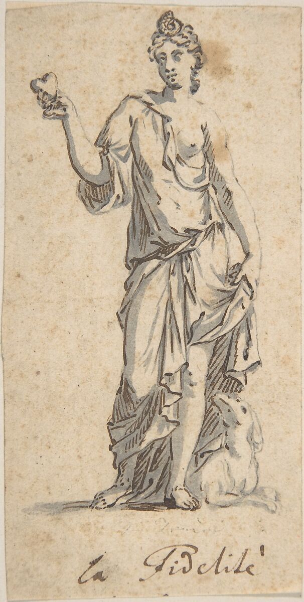La fidelité, Anonymous, French, 17th century, Pen and brown ink, brush and gray wash, graphite. 