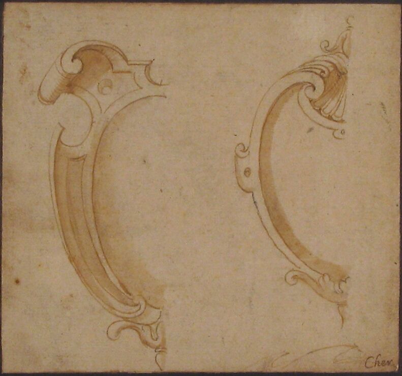 Design for Two Cartouches, Anonymous, French, 16th century, Pen and brown ink, brush and brown wash