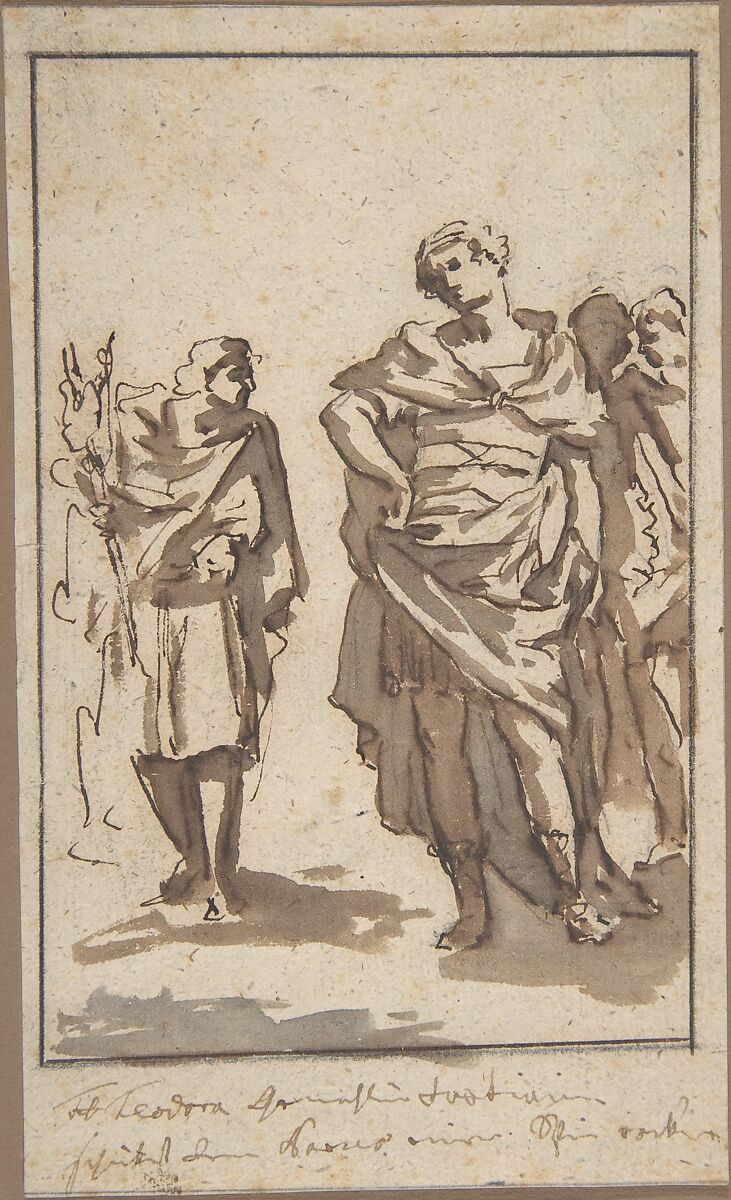 Antique Subject, Anonymous, French, 17th century, Pen and brown ink, brush and brown and gray wash.  Framing lines in pen and brown ink, graphite. 