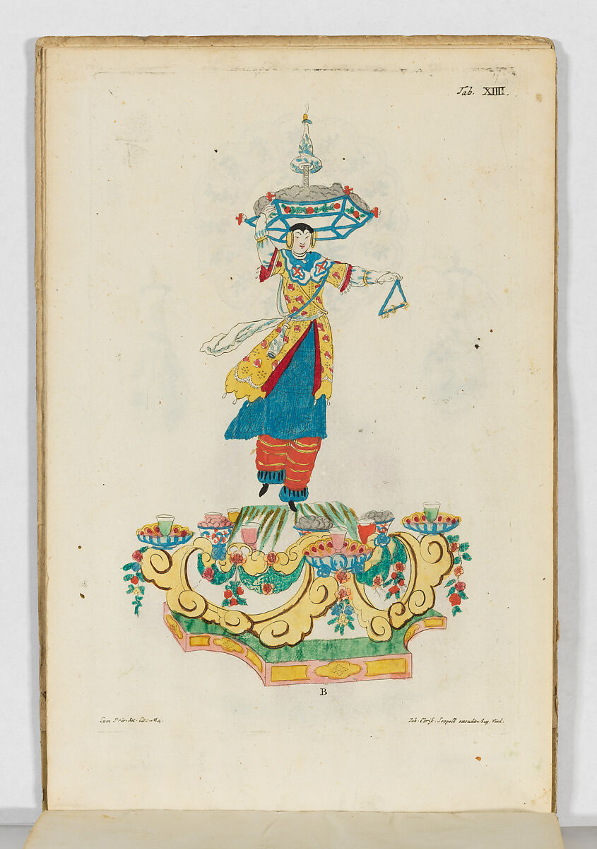 Accurate Representation . . .Des Herrlichen Festins Welches. . .Francisca Sibylla Augusta, Marggräffin zu Baaden und Hochberg. . .In. . .Schloss Ettlingen Anno 1729. . .gegeben, Published by Johann Christian Leopold, Engraving, hand-colored in water color