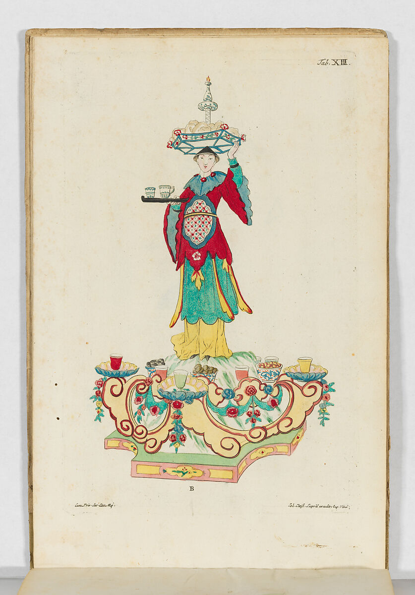 Accurate Representation . . .Des Herrlichen Festins Welches. . .Francisca Sibylla Augusta, Marggräffin zu Baaden und Hochberg. . .In. . .Schloss Ettlingen Anno 1729. . .gegeben, Published by Johann Christian Leopold, Engraving, hand-colored in water color