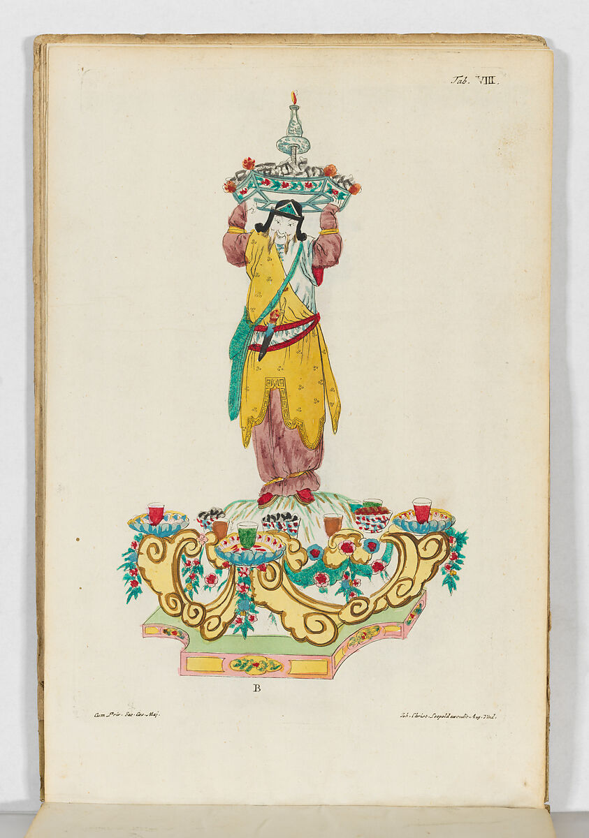 Accurate Representation . . .Des Herrlichen Festins Welches. . .Francisca Sibylla Augusta, Marggräffin zu Baaden und Hochberg. . .In. . .Schloss Ettlingen Anno 1729. . .gegeben, Published by Johann Christian Leopold, Engraving, hand-colored in water color