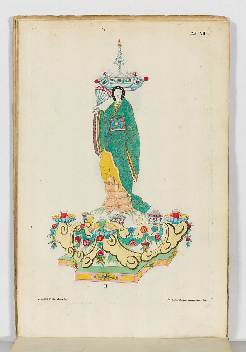 Accurate Representation . . .Des Herrlichen Festins Welches. . .Francisca Sibylla Augusta, Marggräffin zu Baaden und Hochberg. . .In. . .Schloss Ettlingen Anno 1729. . .gegeben, Published by Johann Christian Leopold, Engraving, hand-colored in water color