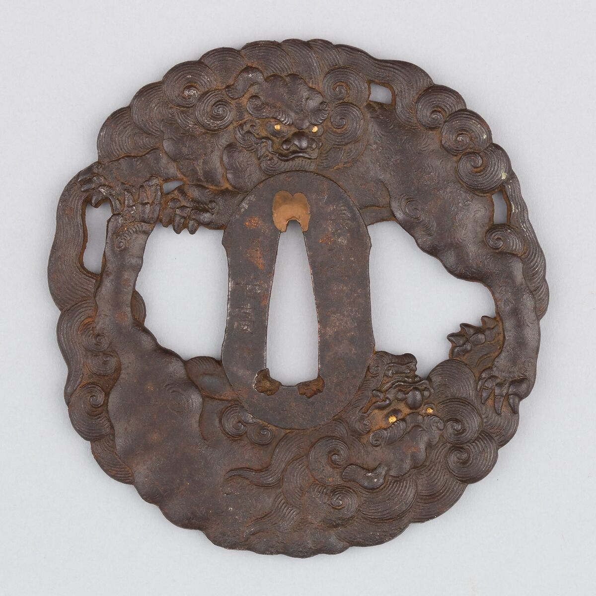 Sword Guard (Tsuba), Iron, copper, Japanese 