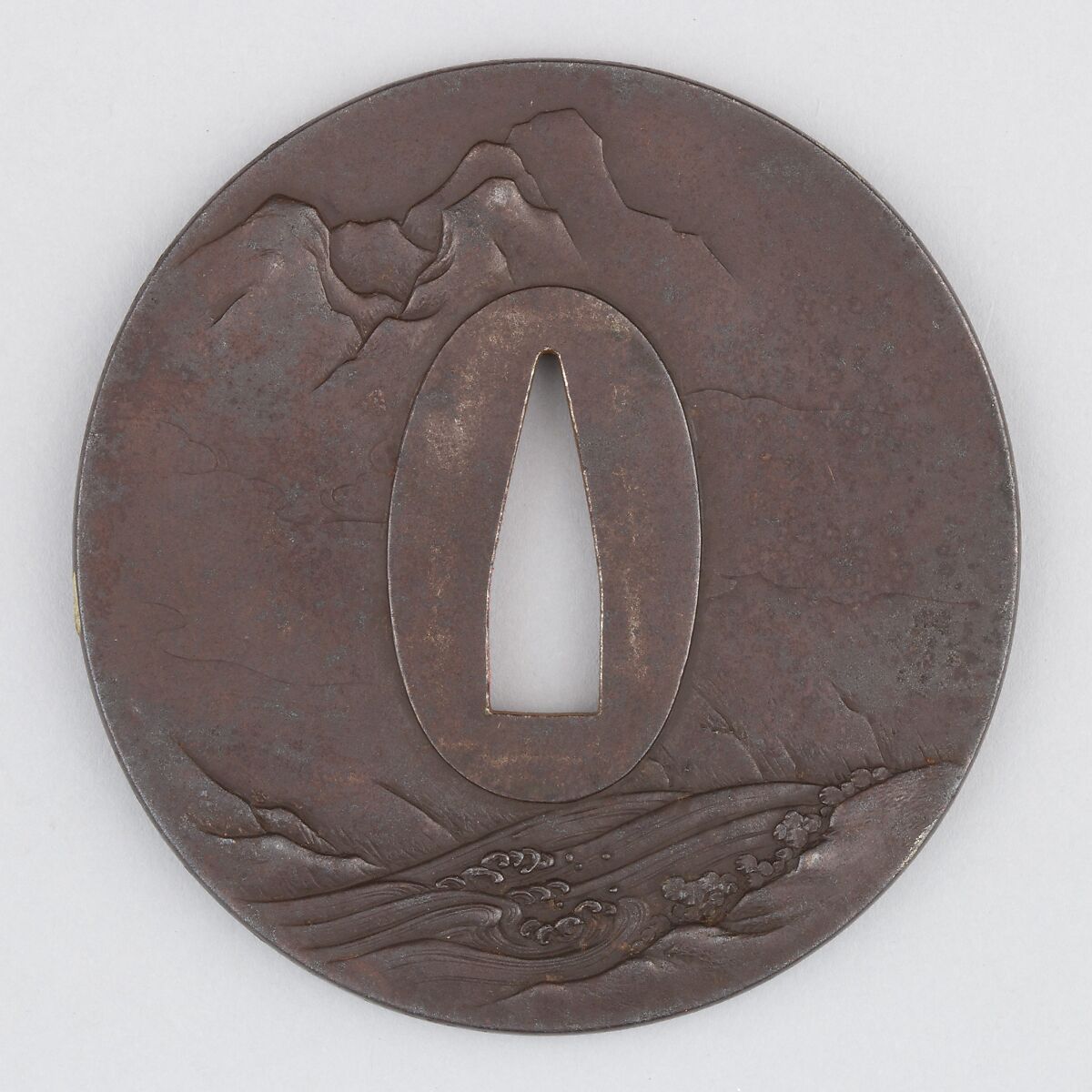 Sword Guard (Tsuba), Iron, copper, Japanese